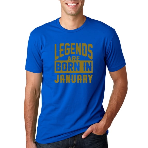 Legends are Born in January Gold Mens Fashion Graphic T-Shirt