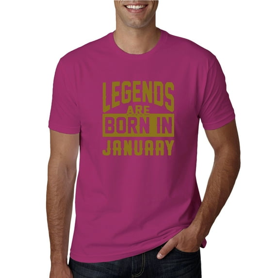 Legends are Born in January Gold Mens Fashion Graphic T-Shirt