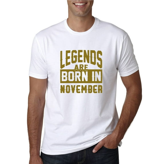 Legends are Born in November Gold Mens Fashion Graphic T-Shirt