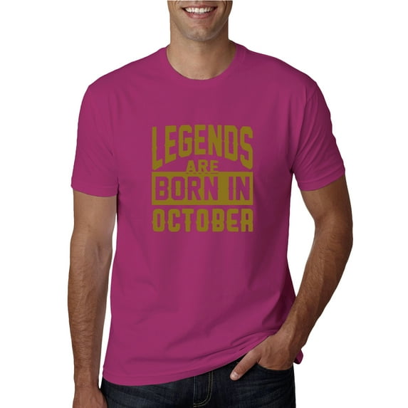 Legends are Born in October Gold Mens Fashion Graphic T-Shirt