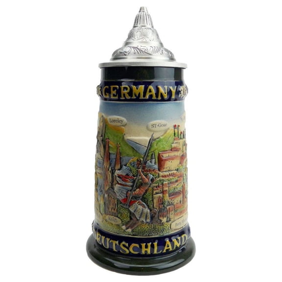 Legends of Germany Collectible Beer Stein with Metal Lid
