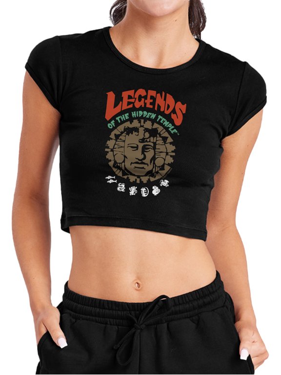 Vintage Women's Cap Sleeve Baby Rib Crop Top, Black, Medium