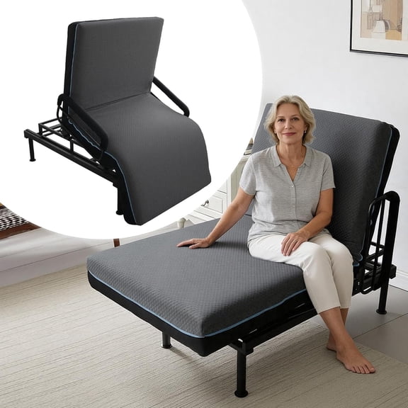 Legendstone Adjustable Electric Lift Bed for Seniors - Wired Remote Control with One-Touch Backrest Lift & Leg Lowering, Convenient Sit Assisted Bed w/Mattress, Twin Adjustable Sit to Stand