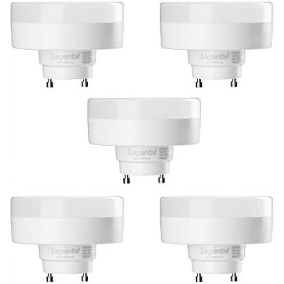 Legental 5 Pack 10w LED PUCK GU24 Squat Light Bulb, Soft White(2700K), 18w Low Profile Spring CFL Equivalent, 800LM, 25000hrs Lifespan, 120-277V, Damp Location Suitable, UL Listed