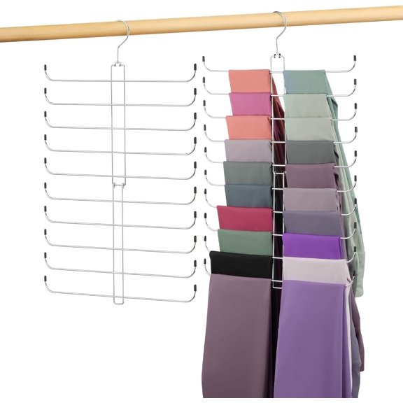 Legging Hanger, Metal  Legging Hangers for Closet Organizer Holds 20 Women's XS-XL & Girls' Leggings, 360? Rotating Foldable Yoga Pants Hangers Space Saving,