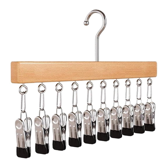 Legging Organizer for Closet, Pants Hangers with Clips, Space Saving Hanging Clothes Organizer for Closet Organizers and Storage, for Leggings, Jeans, Hats, Shorts, Socks, 10 Clips, Khaki