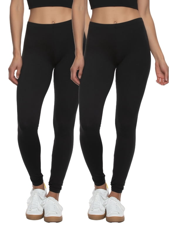 Velvety Super Soft Lightweight Leggings 2-Pack - For Women - Yoga Pants, Workout Clothes (Black, Medium)