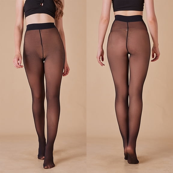 Leggings, 2025 One-Seam Fleece Lined Tights More Warmth Fake Translucent Pantyhose High Waist Brown M