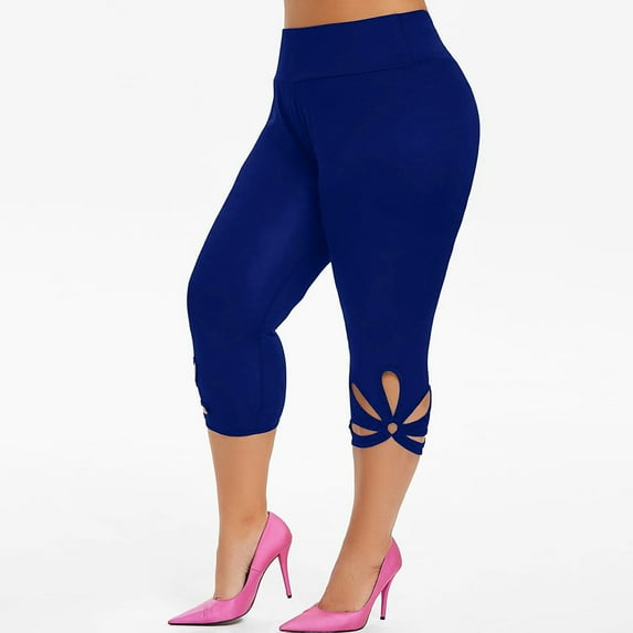 Leggings under $5! Cagogo Womens Summer Capri Leggings Plus Size High Waisted Cropped Pants Workout Athletic Running Hollow Out Butt Lift Casual Summer Knee Length Capri Cropped Leggings
