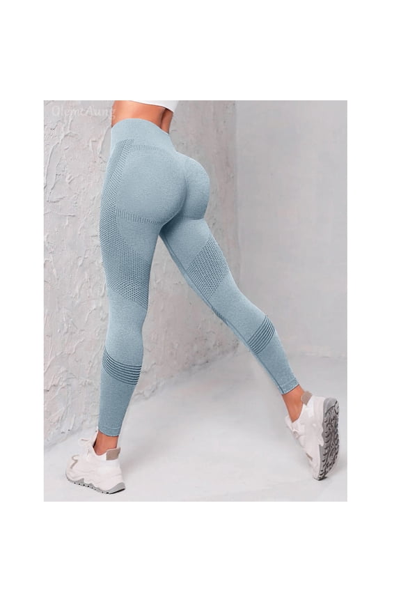 Leggings Anti Cellulite for Women, 3D Compression Leggings, Seamless Scrunch Butt Lift Yoga Pants Sky Blue S