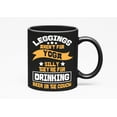 thumbnail image 1 of Leggings Aren't, Yoga Silly They're, Drinking Beer On The Couch. Funny Quotes, Black 11oz Ceramic Mug, 1 of 5
