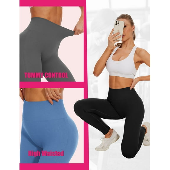 Leggings - Cropped High-rise Seamless Solid Color Light Blue 1773656642652683