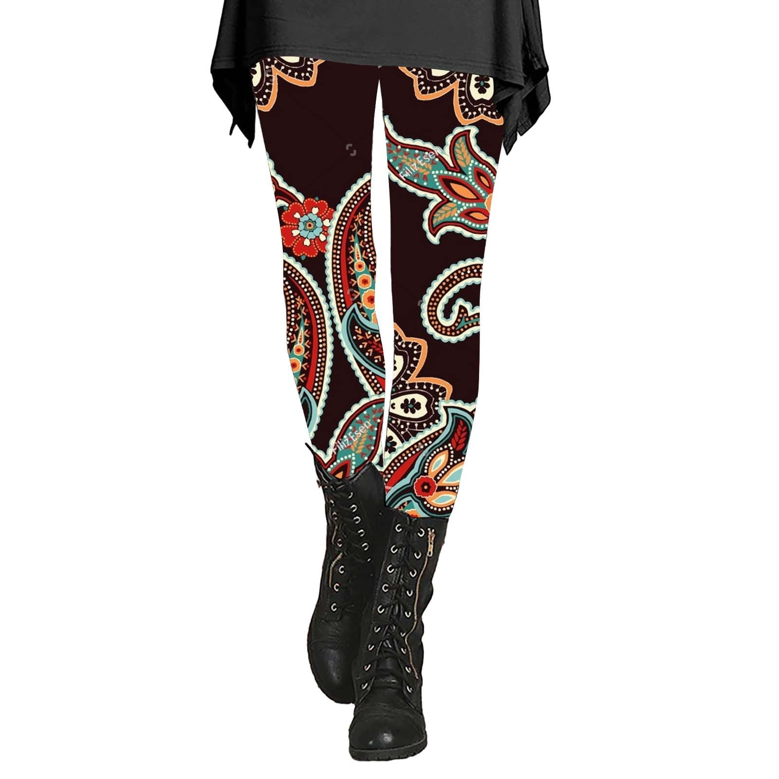 Sissycos Women's 80s Leggings Artistic Splash Printed Buttery