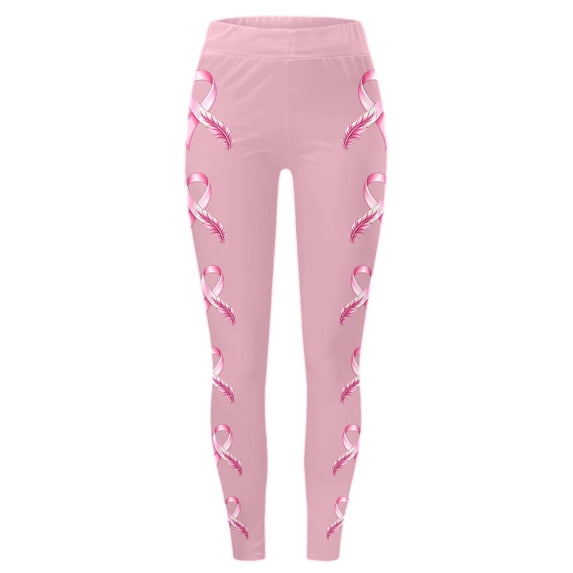 Leggings For Women Breast Cancer Awareness Pink Ribbon Graphic Breathable Seamless Casual Buttery Soft Leggings