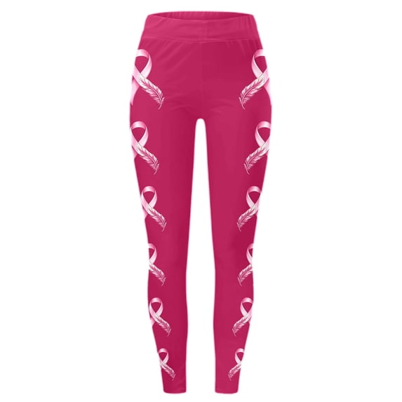 Leggings For Women Breast Cancer Awareness Pink Ribbon Graphic Breathable Seamless Casual Buttery Soft Leggings