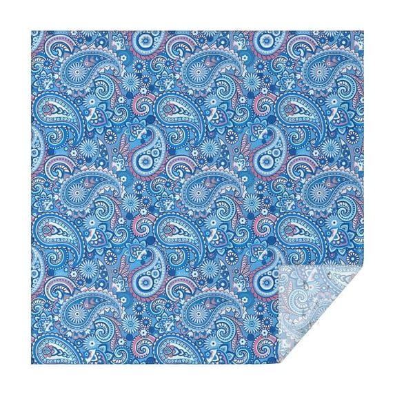 Blue Paisley Pattern Square Tablecloth,Waterproof Square Table Cover,Wipeable Spillproof Washable Table Cover for Home Kitchen Party Decor 42"X42"(107x107cm)