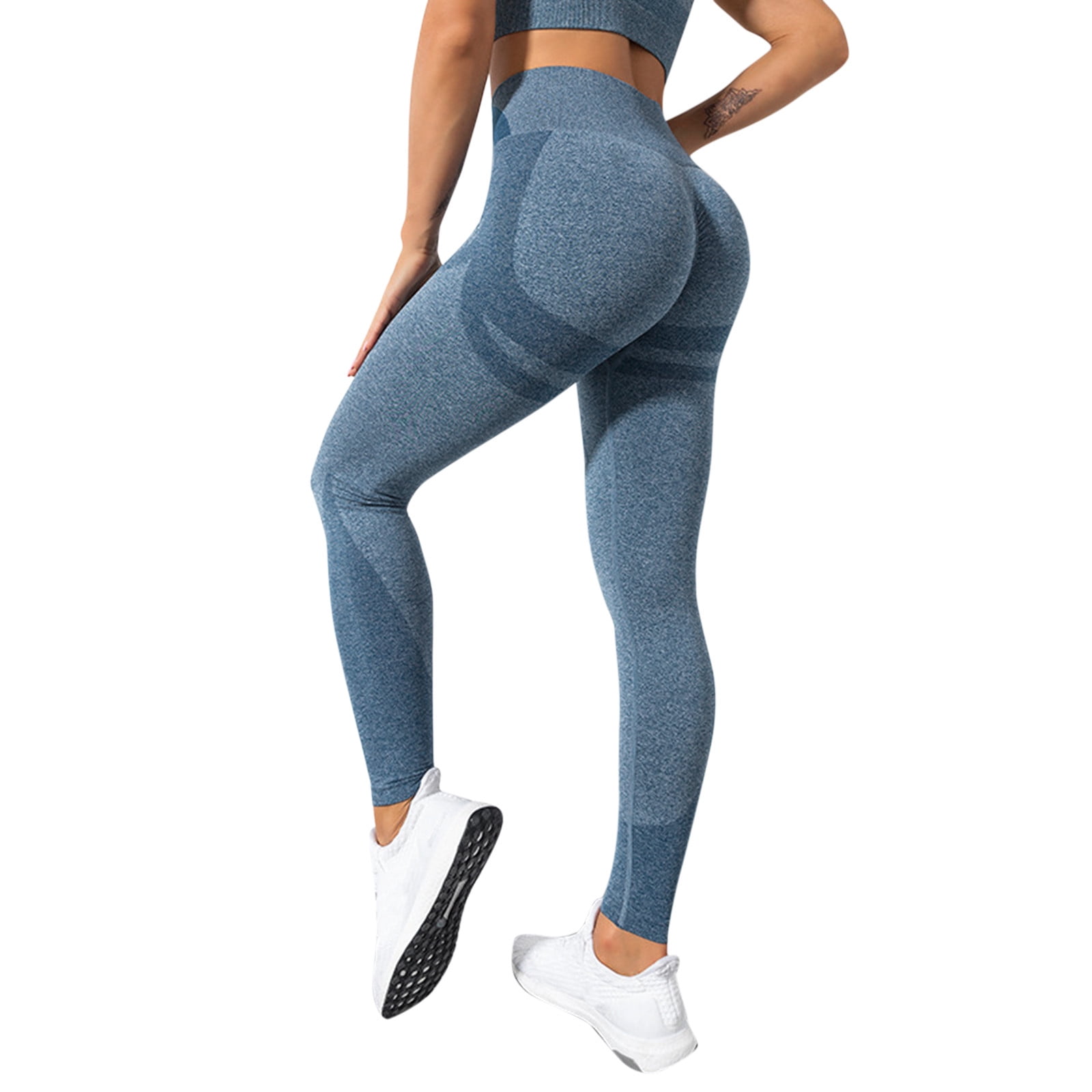 Leggings For Women High Waist -Lifting Seamless Yoga Pants Women Invisible  Leg Shaping Tight-Fitting Sports Running Pleated Peach Fitness Pants 