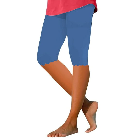 Leggings For Women Knee Length Capri Leggings Summer Cropped Casual Solid Comfy Capris Womens Pants