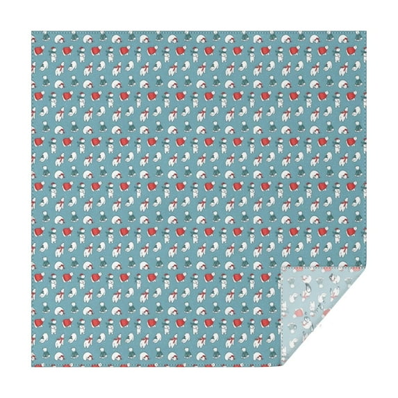 Light Blue Christmas Snowman Pattern Square Tablecloth,Waterproof Square Table Cover,Wipeable Spillproof Washable Table Cover for Home Kitchen Party Decor 42"X42"(107x107cm)