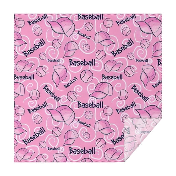 Pink Baseball Caps and Balls Pattern Square Tablecloth,Waterproof Square Table Cover,Wipeable Spillproof Washable Table Cover for Home Kitchen Party Decor 52"x52"(132x132cm)