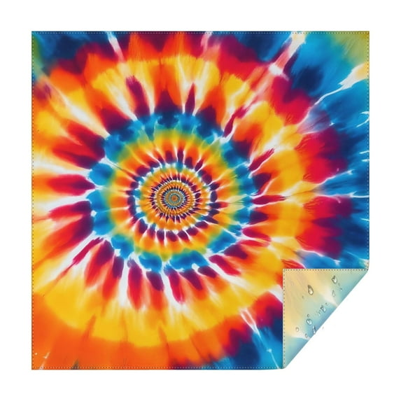 Colorful Rainbow Tie Dye Spiral Pattern Square Tablecloth,Waterproof Square Table Cover,Wipeable Spillproof Washable Table Cover for Home Kitchen Party Decor 60"x60"(152x152cm)