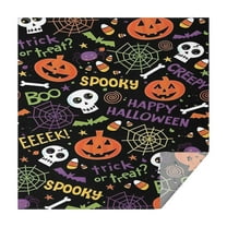 Halloween Spooky Words and Icons Pattern Square Tablecloth,Waterproof Square Table Cover,Wipeable Spillproof Washable Table Cover for Home Kitchen Party Decor 42"X42"(107x107cm)