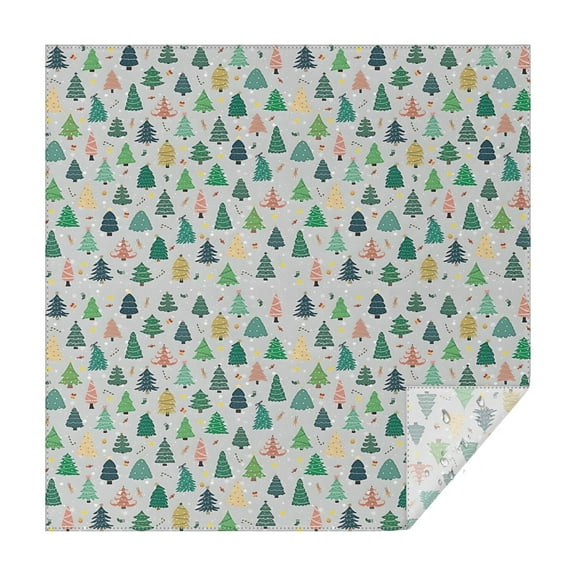 Gray Christmas Tree Pattern Square Tablecloth,Waterproof Square Table Cover,Wipeable Spillproof Washable Table Cover for Home Kitchen Party Decor 42"X42"(107x107cm)