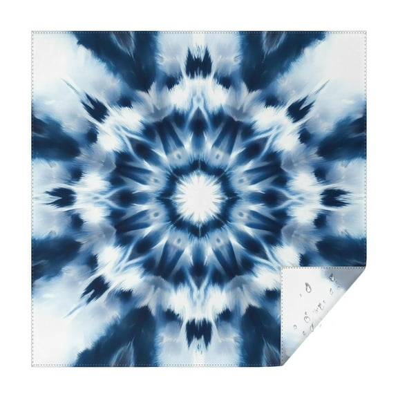 Blue Tie Dye Mandala Pattern Square Tablecloth,Waterproof Square Table Cover,Wipeable Spillproof Washable Table Cover for Home Kitchen Party Decor 42"X42"(107x107cm)