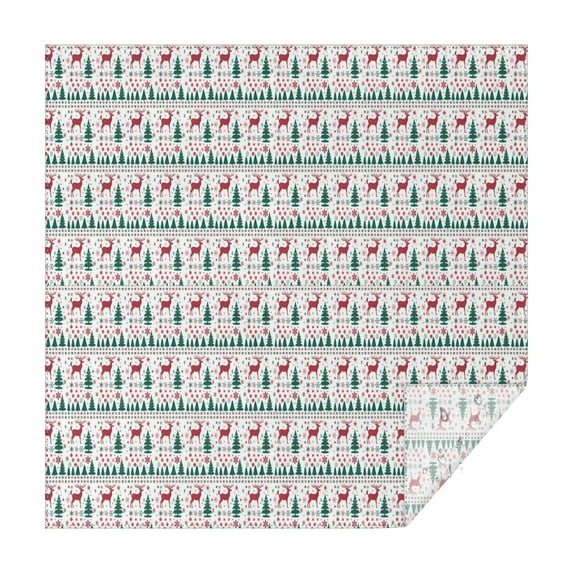 White Christmas Deer and Tree Pattern Square Tablecloth,Waterproof Square Table Cover,Wipeable Spillproof Washable Table Cover for Home Kitchen Party Decor 42"X42"(107x107cm)