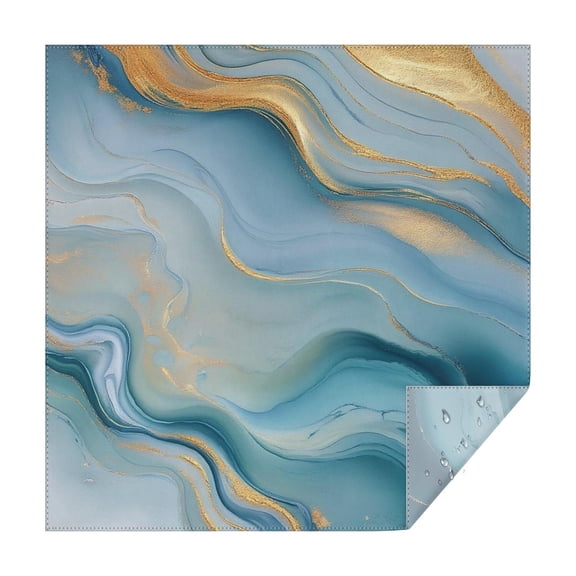 Blue Marble Gold Wave Pattern Square Tablecloth,Waterproof Square Table Cover,Wipeable Spillproof Washable Table Cover for Home Kitchen Party Decor 60"x60"(152x152cm)
