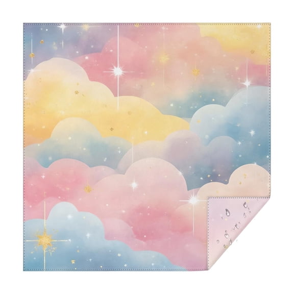 Pastel Cloud Starry Sky Square Tablecloth,Waterproof Square Table Cover,Wipeable Spillproof Washable Table Cover for Home Kitchen Party Decor 52"x52"(132x132cm)