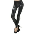 thumbnail image 1 of Leggings For Women Shiny Faux Leather Clubwear Tight Body Ankle Stretchy Comfortable Breathable Gathering Trendy Workouts Leisure Pants, 1 of 5