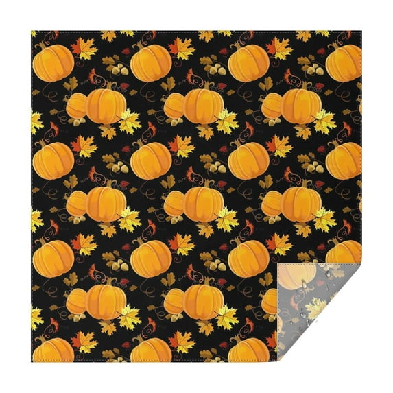 Fall Pumpkins and Autumn Leaves Pattern Square Tablecloth,Waterproof Square Table Cover,Wipeable Spillproof Washable Table Cover for Home Kitchen Party Decor 52"x52"(132x132cm)