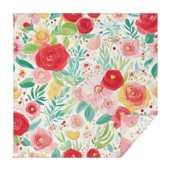 Pioneer Flower Floral Print Pattern Square Tablecloth,Waterproof Square Table Cover,Wipeable Spillproof Washable Table Cover for Home Kitchen Party Decor 52"x52"(132x132cm)
