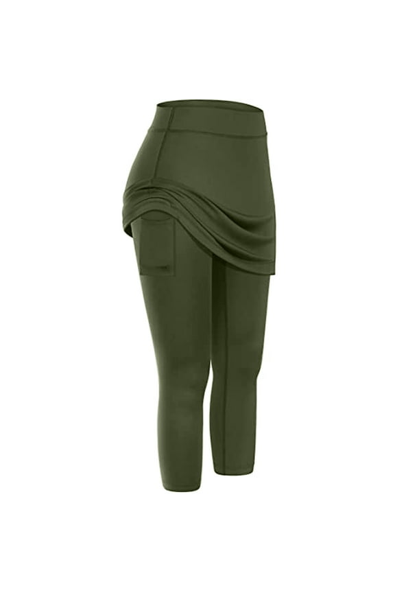Leggings For Women Tennis Skirted Leggings Pockets Elastic Sports Yoga Capris Skirts Legging