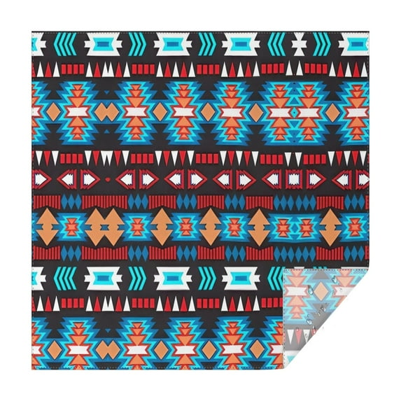 Blue and Orange Geometric Boho Pattern Square Tablecloth,Waterproof Square Table Cover,Wipeable Spillproof Washable Table Cover for Home Kitchen Party Decor 52"x52"(132x132cm)