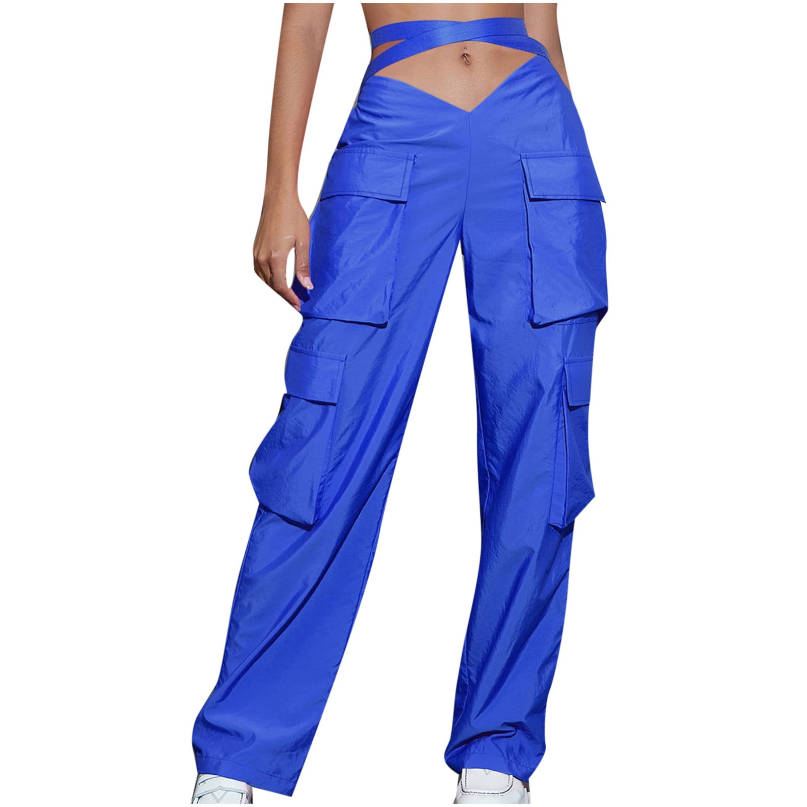 Leggings For Women With Pockets，Women's High Waist Casual Workout Wide Leg Cargo Pants With