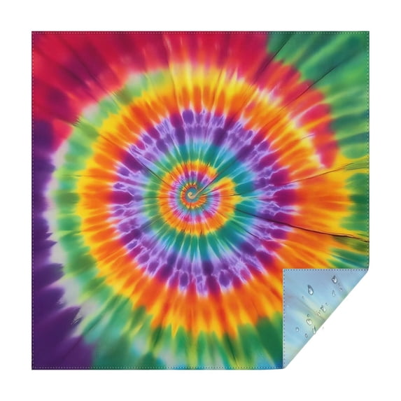 Colorful Rainbow Tie Dye Spiral Pattern Square Tablecloth,Waterproof Square Table Cover,Wipeable Spillproof Washable Table Cover for Home Kitchen Party Decor 42"X42"(107x107cm)