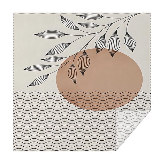 Brown Boho Abstract and Plant Pattern Square Tablecloth,Waterproof Square Table Cover,Wipeable Spillproof Washable Table Cover for Home Kitchen Party Decor 52"x52"(132x132cm)