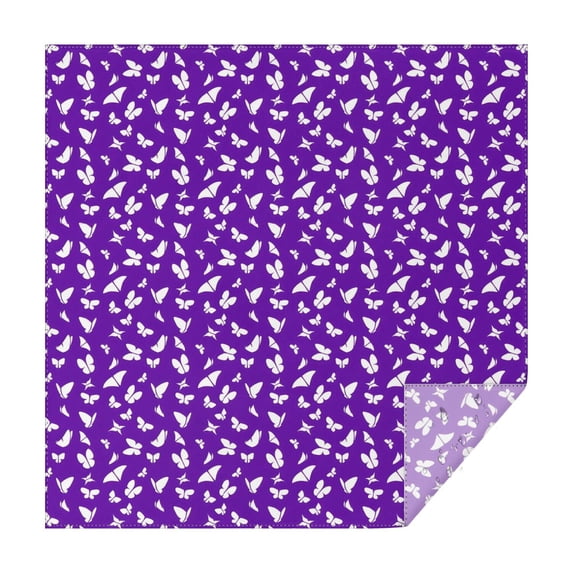 Purple White Butterfly Pattern Square Tablecloth,Waterproof Square Table Cover,Wipeable Spillproof Washable Table Cover for Home Kitchen Party Decor 42"X42"(107x107cm)