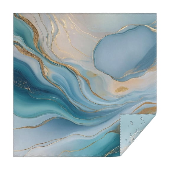 Blue Marble Gold Wave Pattern Square Tablecloth,Waterproof Square Table Cover,Wipeable Spillproof Washable Table Cover for Home Kitchen Party Decor 60"x60"(152x152cm)