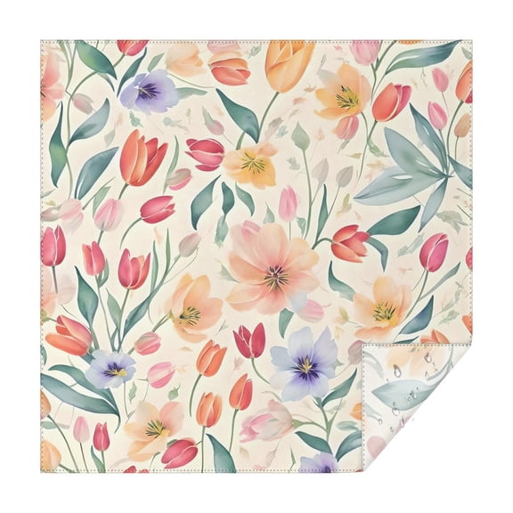 Pioneer Flower Floral Print Pattern Square Tablecloth,Waterproof Square Table Cover,Wipeable Spillproof Washable Table Cover for Home Kitchen Party Decor 42"X42"(107x107cm)