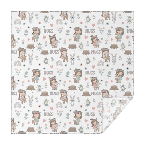 White Forest Girl Pattern Square Tablecloth,Waterproof Square Table Cover,Wipeable Spillproof Washable Table Cover for Home Kitchen Party Decor 42"X42"(107x107cm)