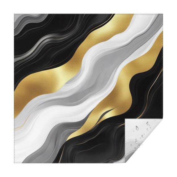 Black Marble Gold Line Pattern Square Tablecloth,Waterproof Square Table Cover,Wipeable Spillproof Washable Table Cover for Home Kitchen Party Decor 52"x52"(132x132cm)