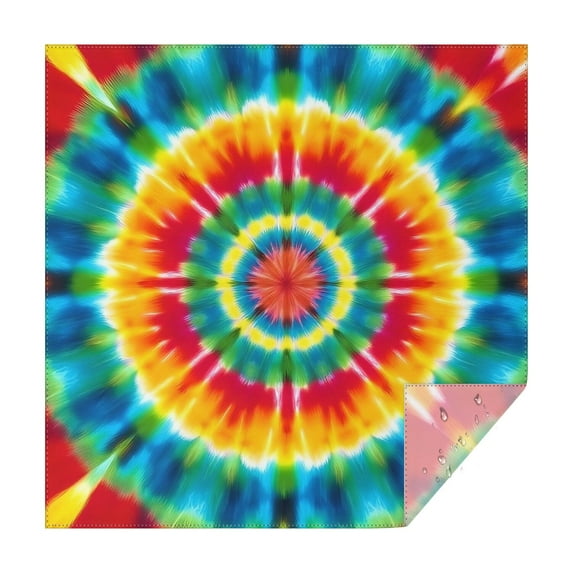 Rainbow Tie Dye Mandala Pattern Square Tablecloth,Waterproof Square Table Cover,Wipeable Spillproof Washable Table Cover for Home Kitchen Party Decor 60"x60"(152x152cm)