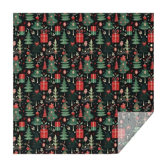Dark Christmas Tree and Gift Pattern Square Tablecloth,Waterproof Square Table Cover,Wipeable Spillproof Washable Table Cover for Home Kitchen Party Decor 42"X42"(107x107cm)