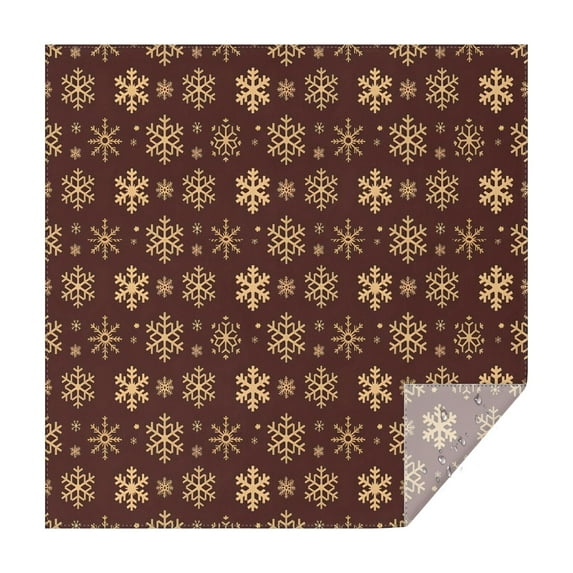 Brown Christmas Snowflake Pattern Square Tablecloth,Waterproof Square Table Cover,Wipeable Spillproof Washable Table Cover for Home Kitchen Party Decor 52"x52"(132x132cm)