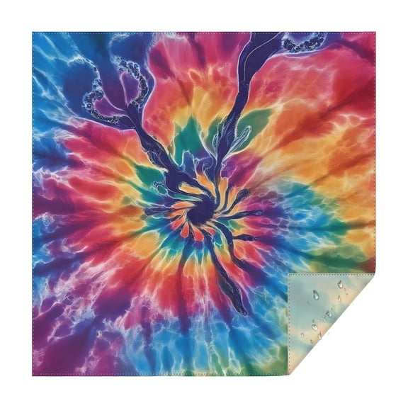 Colorful Rainbow Tie Dye Spiral Pattern Square Tablecloth,Waterproof Square Table Cover,Wipeable Spillproof Washable Table Cover for Home Kitchen Party Decor 52"x52"(132x132cm)