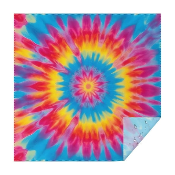 Colorful Tie Dye Mandala Pattern Square Tablecloth,Waterproof Square Table Cover,Wipeable Spillproof Washable Table Cover for Home Kitchen Party Decor 42"X42"(107x107cm)