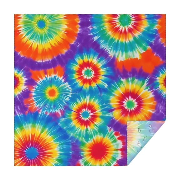 Colorful Rainbow Tie Dye Spiral Pattern Square Tablecloth,Waterproof Square Table Cover,Wipeable Spillproof Washable Table Cover for Home Kitchen Party Decor 52"x52"(132x132cm)